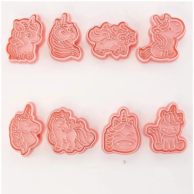 8pcs 3D Cartoon Cookie Cutters Pressable Biscuit Mold Cookie Stamp Set by Bowlift