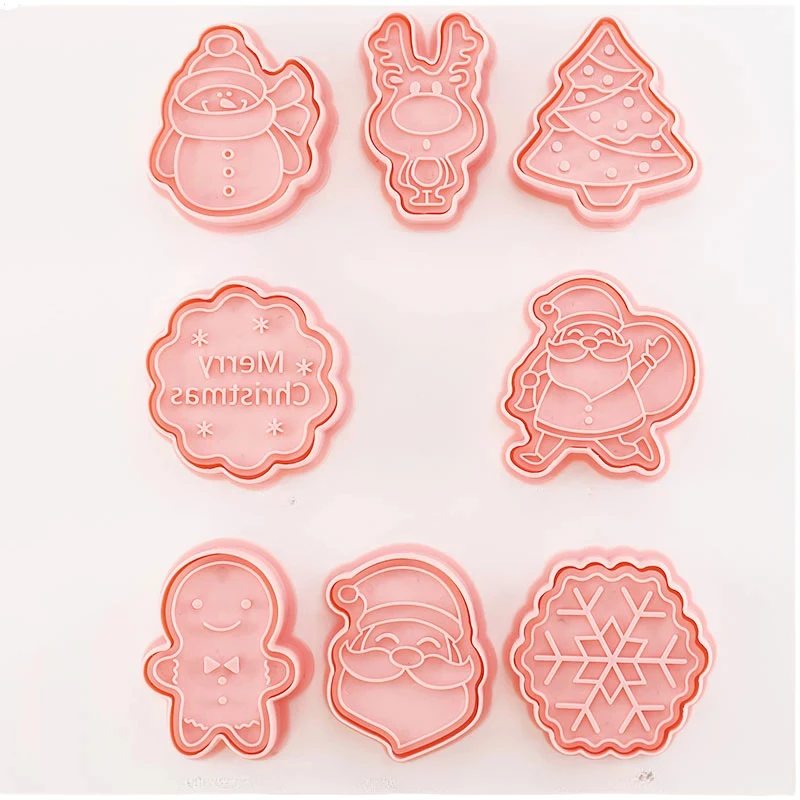 8pcs 3D Cartoon Cookie Cutters Pressable Biscuit Mold Cookie Stamp Set by Bowlift
