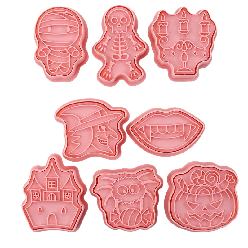 8pcs 3D Cartoon Cookie Cutters Pressable Biscuit Mold Cookie Stamp Set by Bowlift
