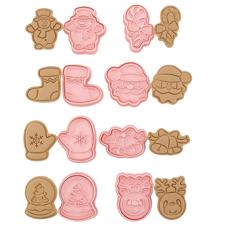 8pcs 3D Cartoon Cookie Cutters Pressable Biscuit Mold Cookie Stamp Set by Bowlift
