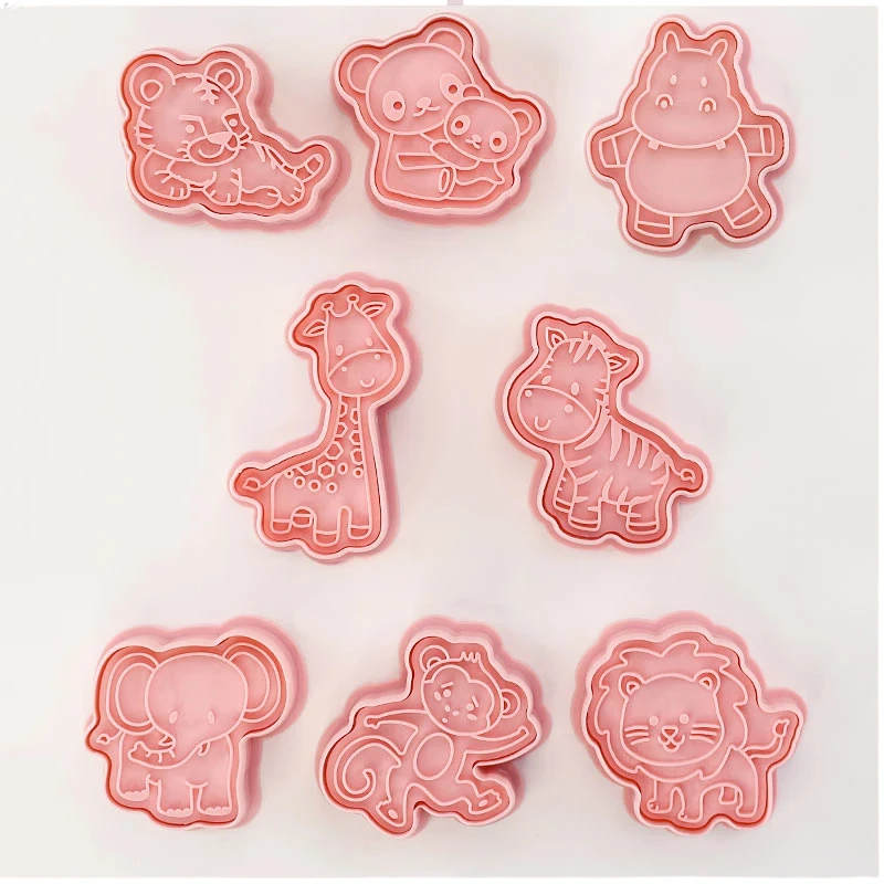 8pcs 3D Cartoon Cookie Cutters Pressable Biscuit Mold Cookie Stamp Set by Bowlift