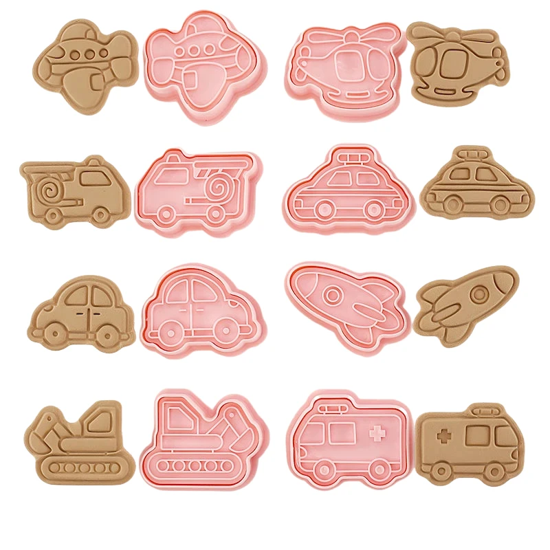 8pcs 3D Cartoon Cookie Cutters Pressable Biscuit Mold Cookie Stamp Set by Bowlift