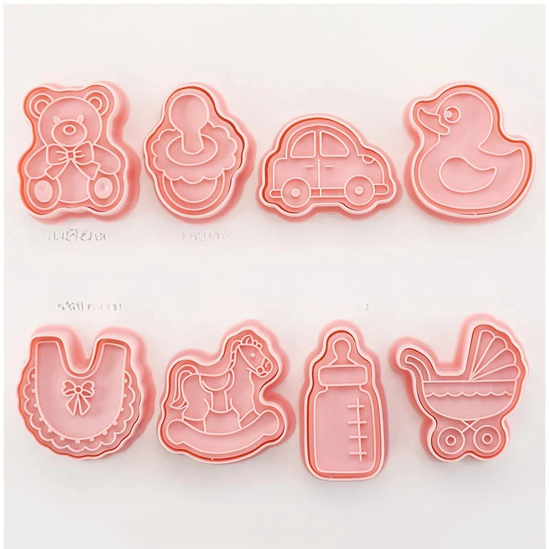 8pcs 3D Cartoon Cookie Cutters Pressable Biscuit Mold Cookie Stamp Set by Bowlift
