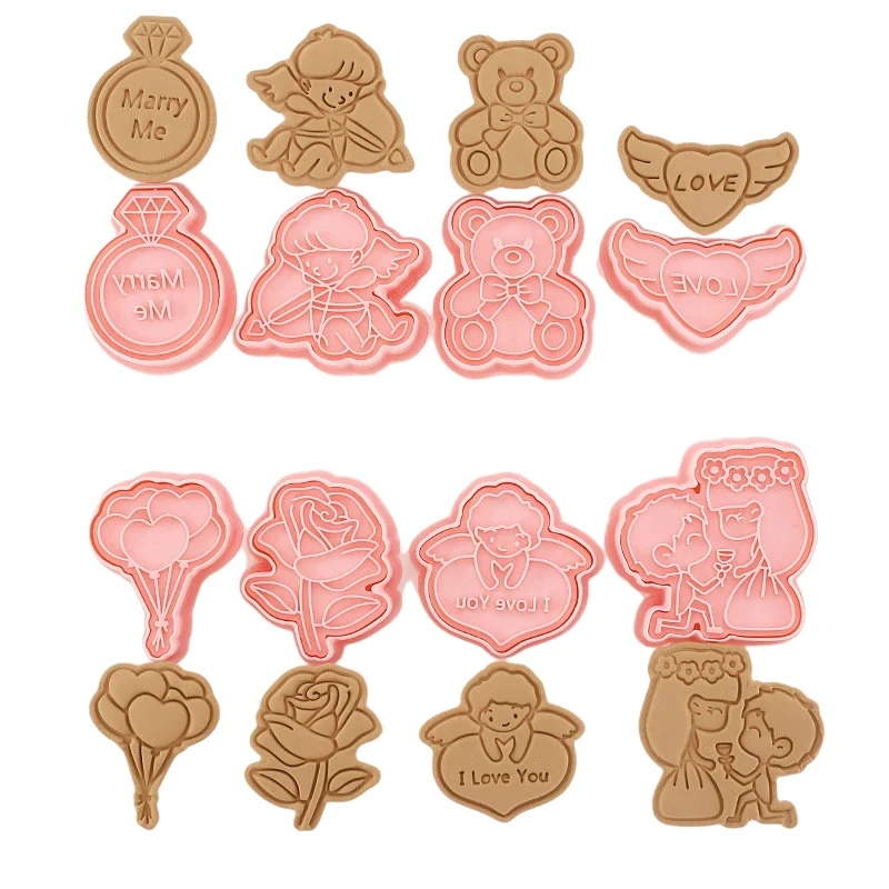 8pcs 3D Cartoon Cookie Cutters Pressable Biscuit Mold Cookie Stamp Set by Bowlift