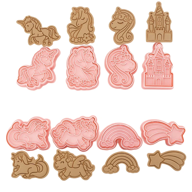 8pcs 3D Cartoon Cookie Cutters Pressable Biscuit Mold Cookie Stamp Set by Bowlift