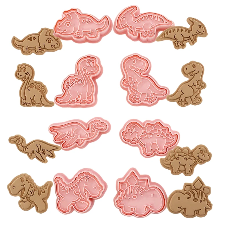 8pcs 3D Cartoon Cookie Cutters Pressable Biscuit Mold Cookie Stamp Set by Bowlift