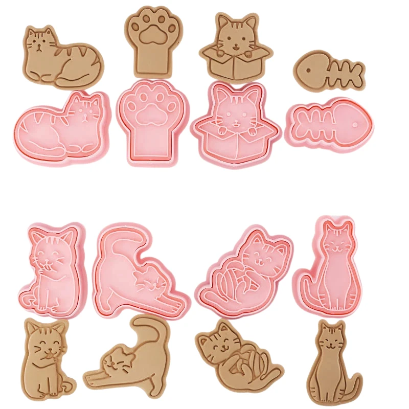 8pcs 3D Cartoon Cookie Cutters Pressable Biscuit Mold Cookie Stamp Set by Bowlift