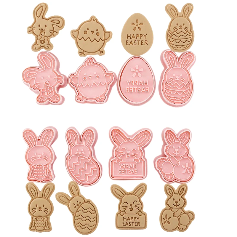 8pcs 3D Cartoon Cookie Cutters Pressable Biscuit Mold Cookie Stamp Set by Bowlift