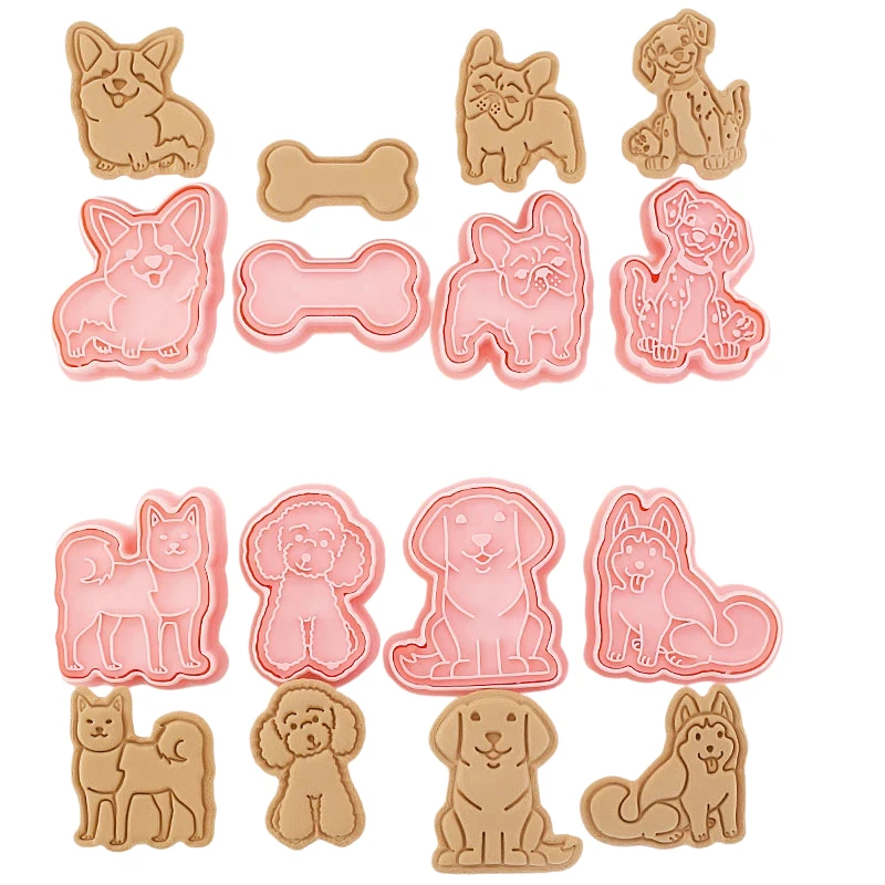 8pcs 3D Cartoon Cookie Cutters Pressable Biscuit Mold Cookie Stamp Set by Bowlift