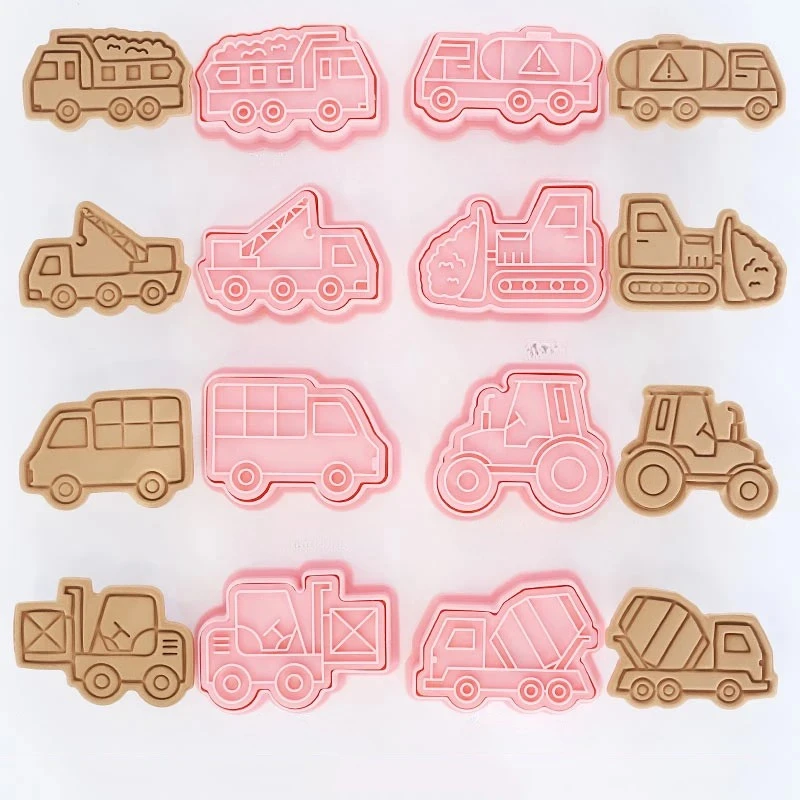 8pcs 3D Cartoon Cookie Cutters Pressable Biscuit Mold Cookie Stamp Set by Bowlift