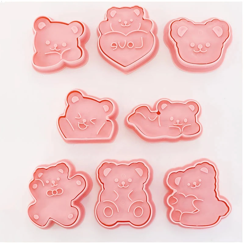 8pcs 3D Cartoon Cookie Cutters Pressable Biscuit Mold Cookie Stamp Set by Bowlift