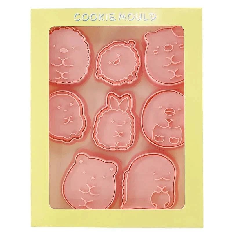 8pcs 3D Cartoon Cookie Cutters Pressable Biscuit Mold Cookie Stamp Set by Bowlift