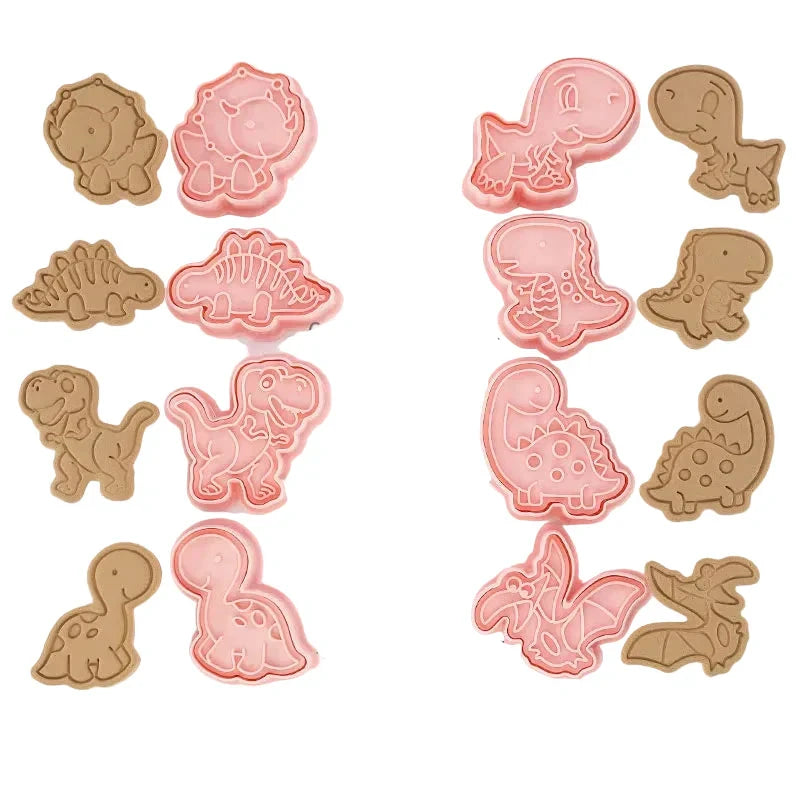 8pcs 3D Cartoon Cookie Cutters Pressable Biscuit Mold Cookie Stamp Set by Bowlift