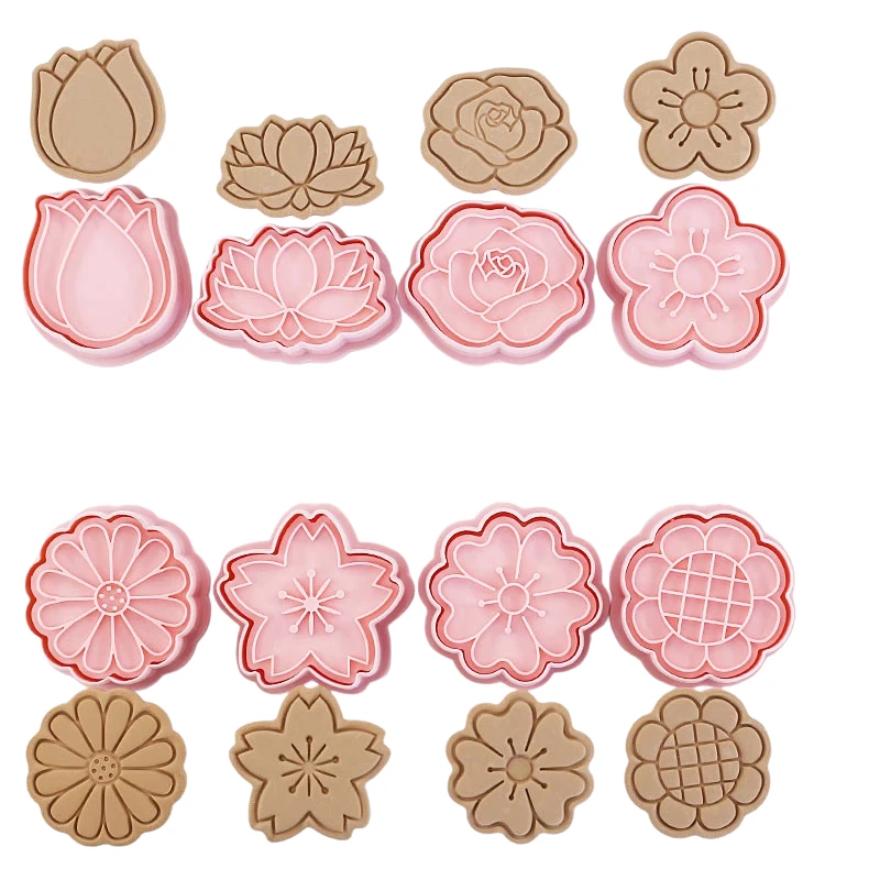 8pcs 3D Cartoon Cookie Cutters Pressable Biscuit Mold Cookie Stamp Set by Bowlift