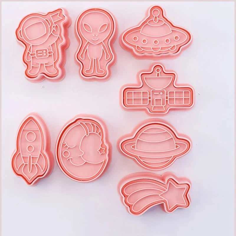 8pcs 3D Cartoon Cookie Cutters Pressable Biscuit Mold Cookie Stamp Set by Bowlift
