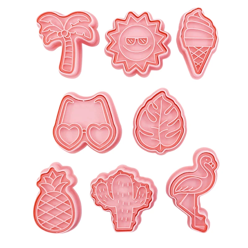 8pcs 3D Cartoon Cookie Cutters Pressable Biscuit Mold Cookie Stamp Set by Bowlift