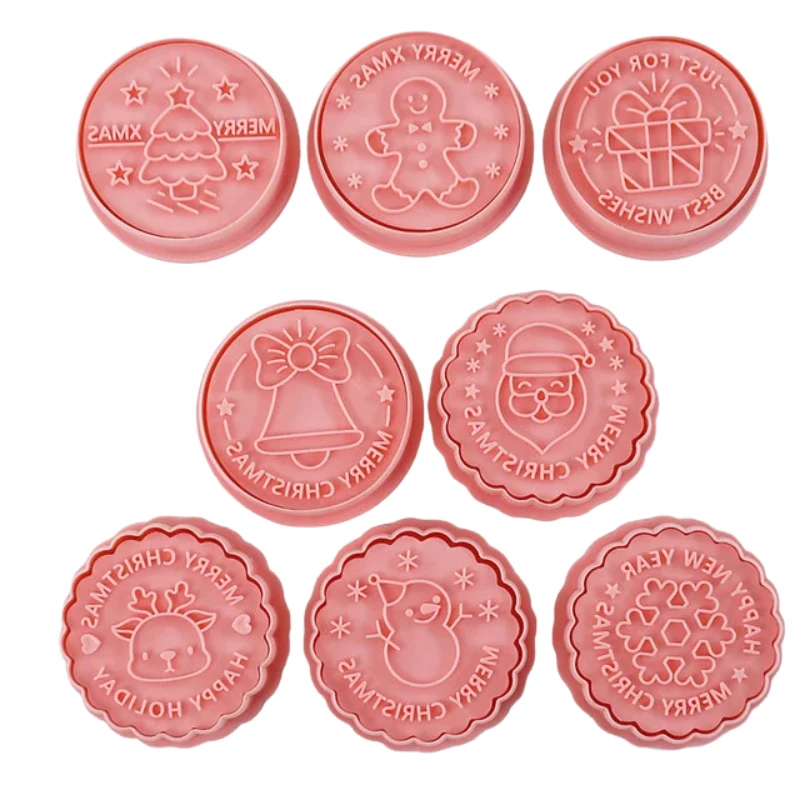 8pcs 3D Cartoon Cookie Cutters Pressable Biscuit Mold Cookie Stamp Set by Bowlift