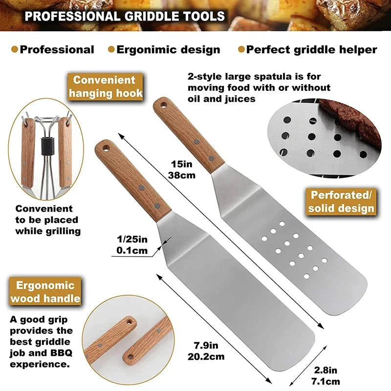 8Pcs Griddle Accessory Set Stainless Steel Scraper for BBQ Grill by Bowlift