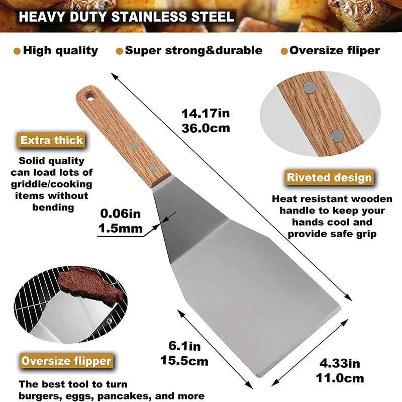 8Pcs Griddle Accessory Set Stainless Steel Scraper for BBQ Grill by Bowlift