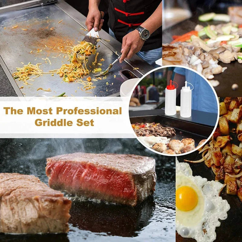 8Pcs Griddle Accessory Set Stainless Steel Scraper for BBQ Grill by Bowlift
