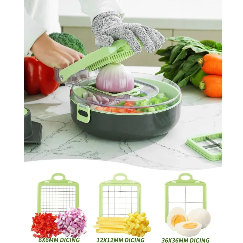 9 in 1 Kitchen Vegetable Chopper Slicer Dicer Cutter with Container by Bowlift