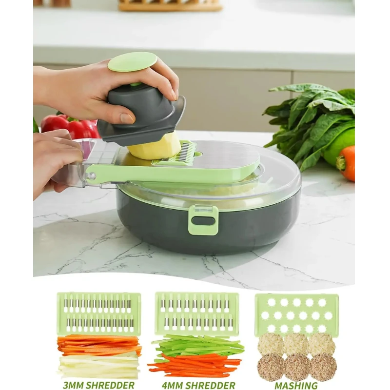 9 in 1 Kitchen Vegetable Chopper Slicer Dicer Cutter with Container by Bowlift