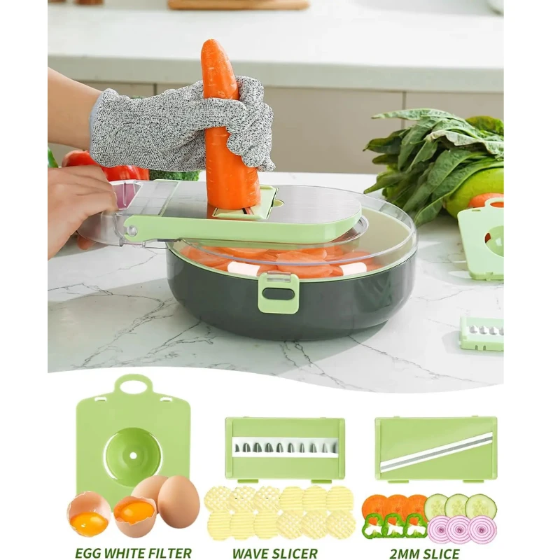9 in 1 Kitchen Vegetable Chopper Slicer Dicer Cutter with Container by Bowlift