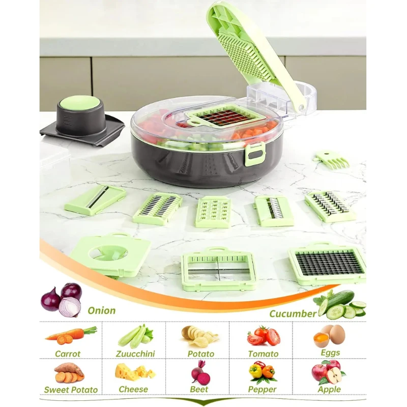 9 in 1 Kitchen Vegetable Chopper Slicer Dicer Cutter with Container by Bowlift