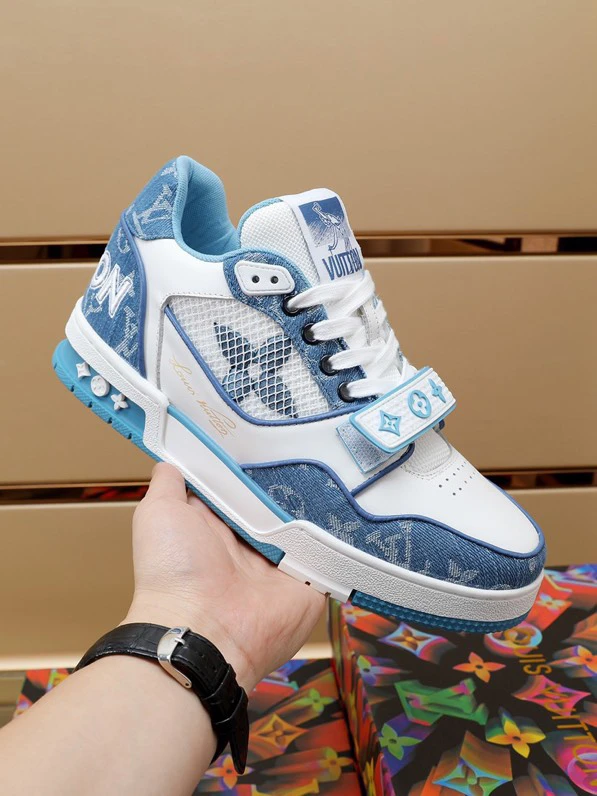 Luxury Virgil Trainer Sneakers Shoes Signature Blue White Monogram by Air Jordan