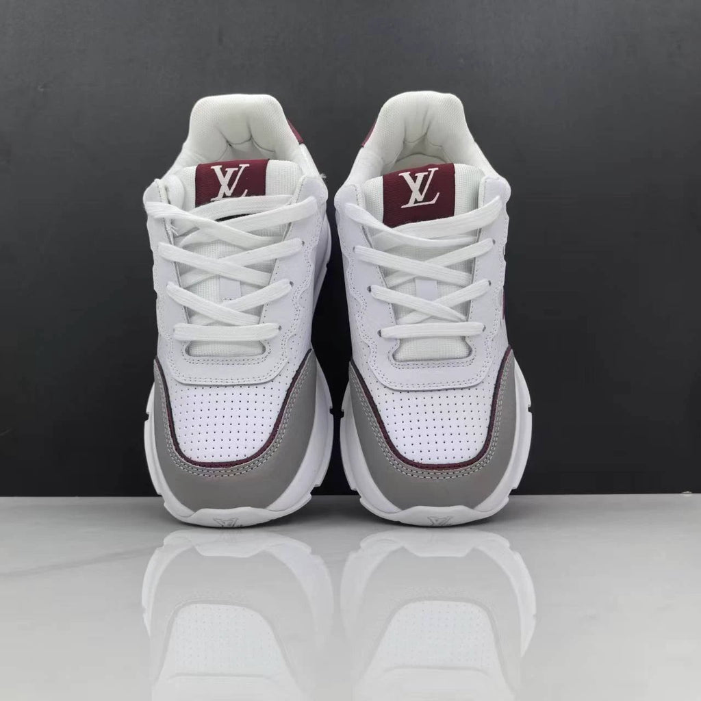 Luxury Lou Paris Classic Trainers White Grey Burgundy Shoes Sneakers by Air Jordan