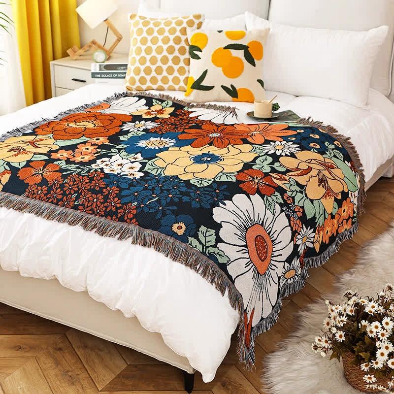 Floral Garden Tassel Sofa Cover by Casa & Beyond