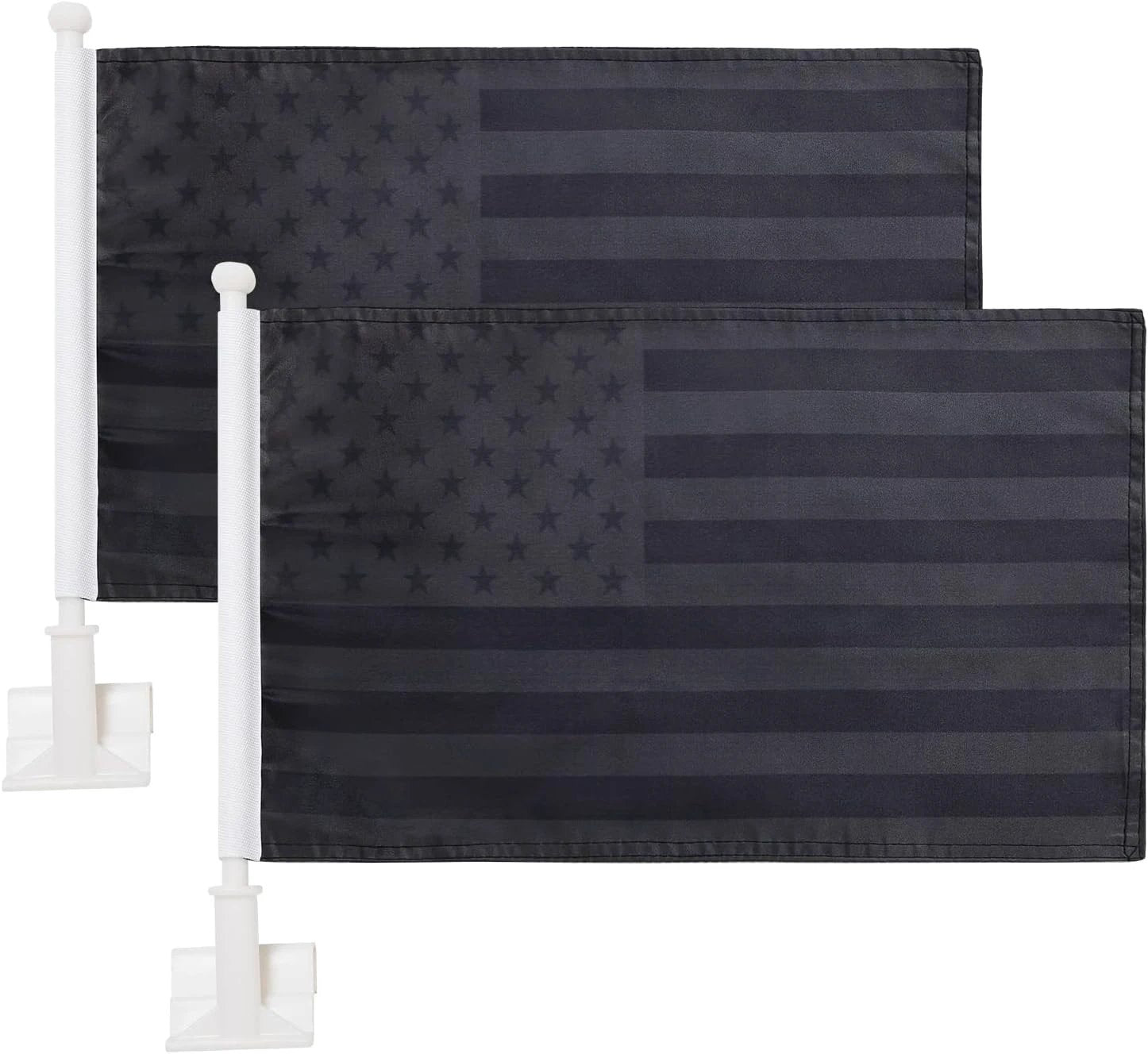 US Stars and Stripes Car Window Flag 11X18 Inch(28x46cm) 100% Polyester, Strong White Flagpole by flagsshop