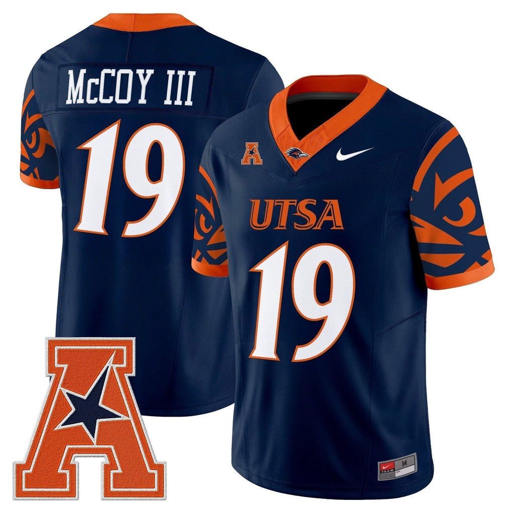 Willie McCoy III Jersey #19 UTSA Roadrunners 2025 Limited V2 Stitched Navy by My Store NCAA Football Jerseys
