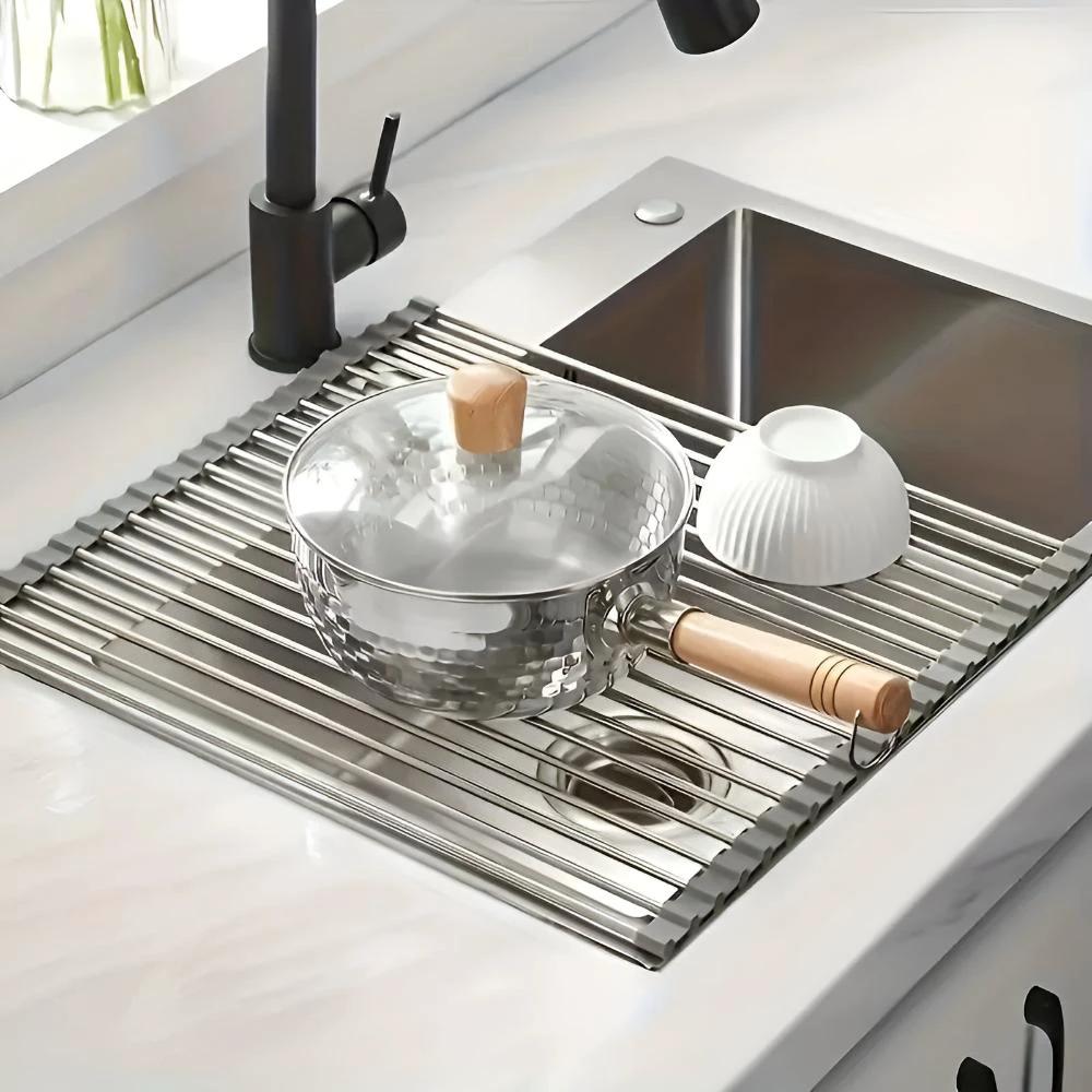 Stainless Steel Dish Drying Rolling Rack by Casa & Beyond