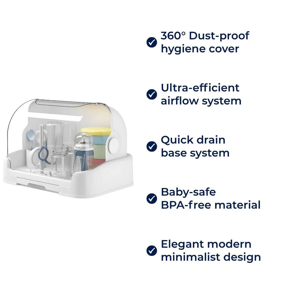 High Capacity Holds Many Bottles – Dust-Cover Lid – Hygienic Fast Drying Keeps Bottles Germ-Free Bowlift by Bowlift