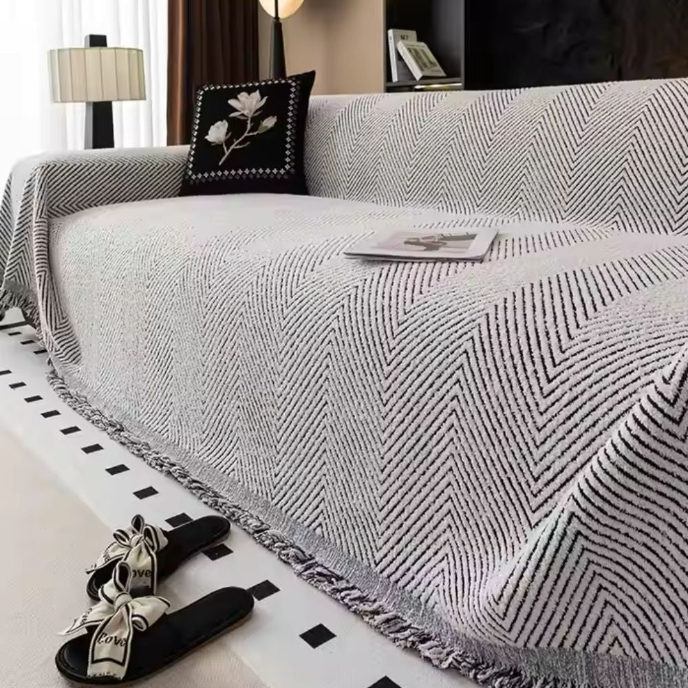 Stripe Herringbone Sofa Cover by Casa & Beyond