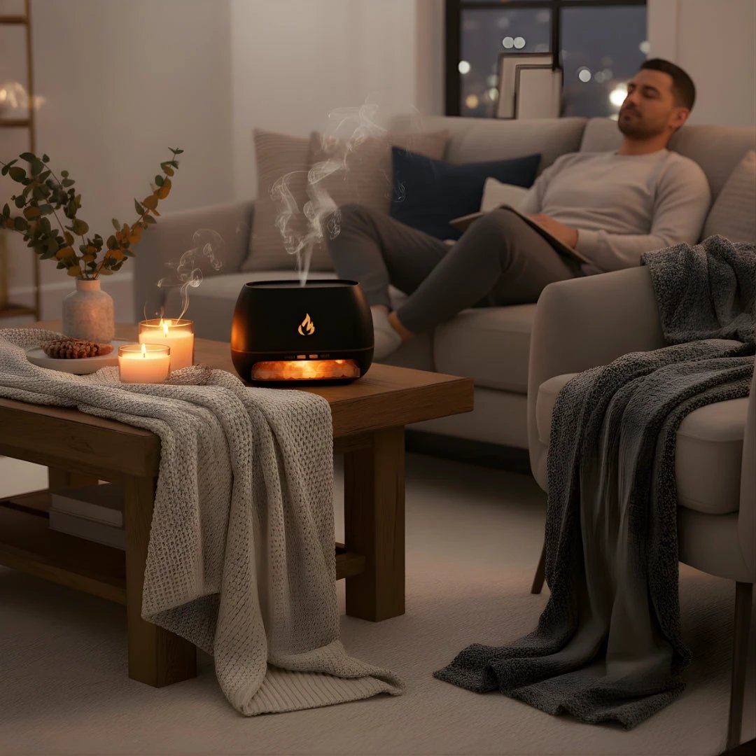Relieves Dry Air and Aids Sleep – Himalayan Salt Crystal, Quiet Mist and Calming Home Air Wellness Bowlift by Bowlift