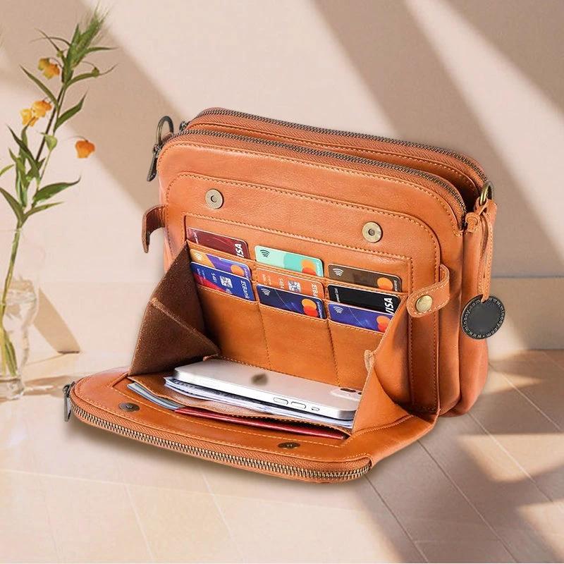 Three-Layer-Leather-Crossbody-Shoulder- & Clutch-Bag by BowLift