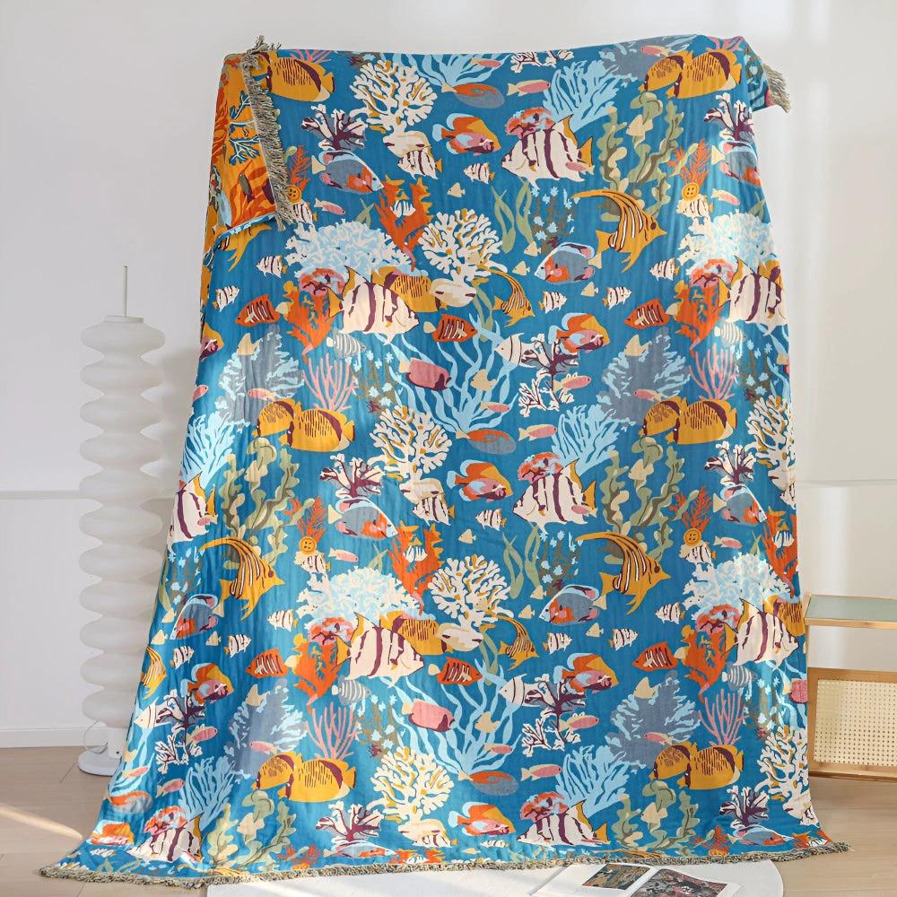 Underwater Coral Cotton Blanket by Casa & Beyond