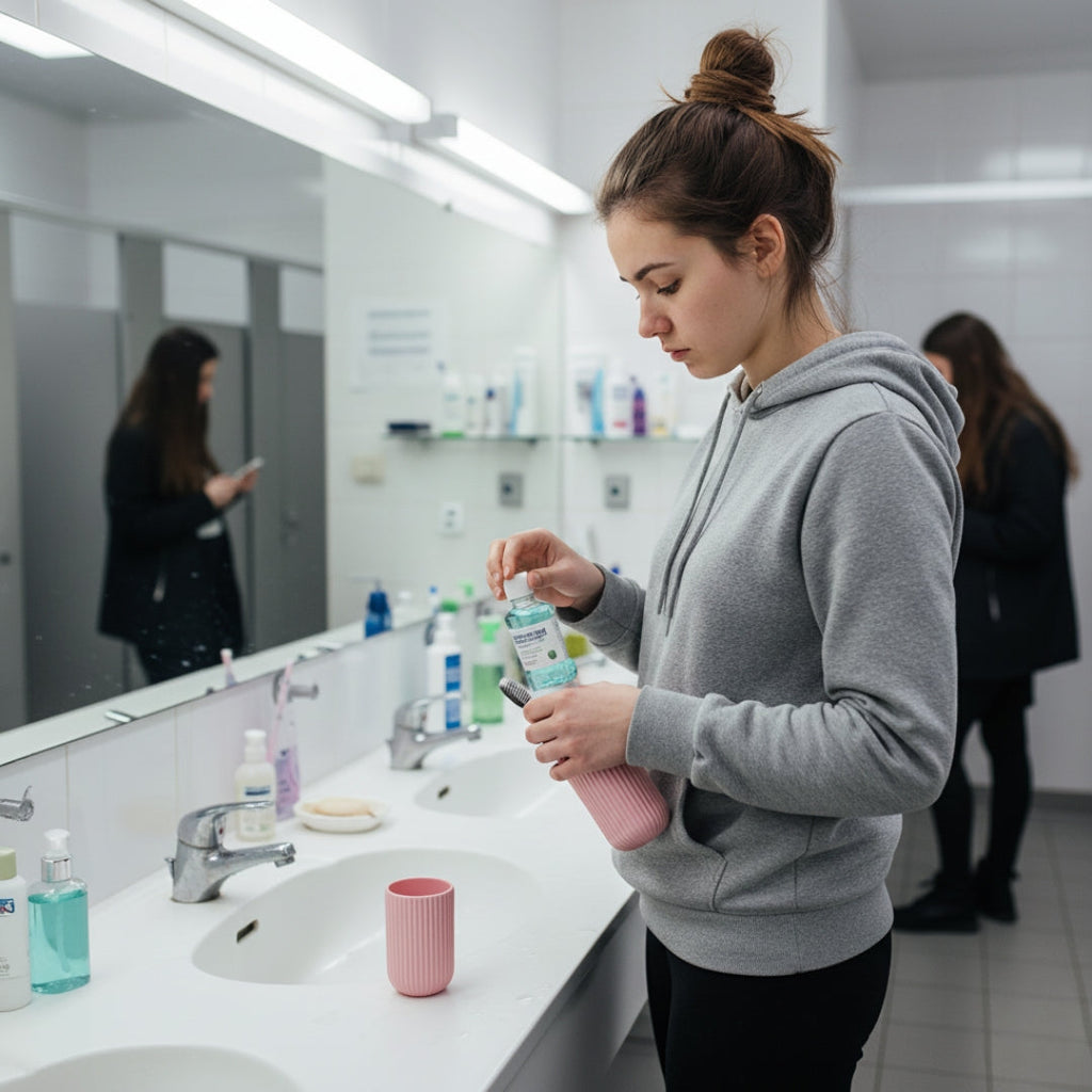 Mouthwash Cup Included – Compact Dust‑proof Design – Hygienic Oral Care for Travel & Holidays Bowlift by Bowlift