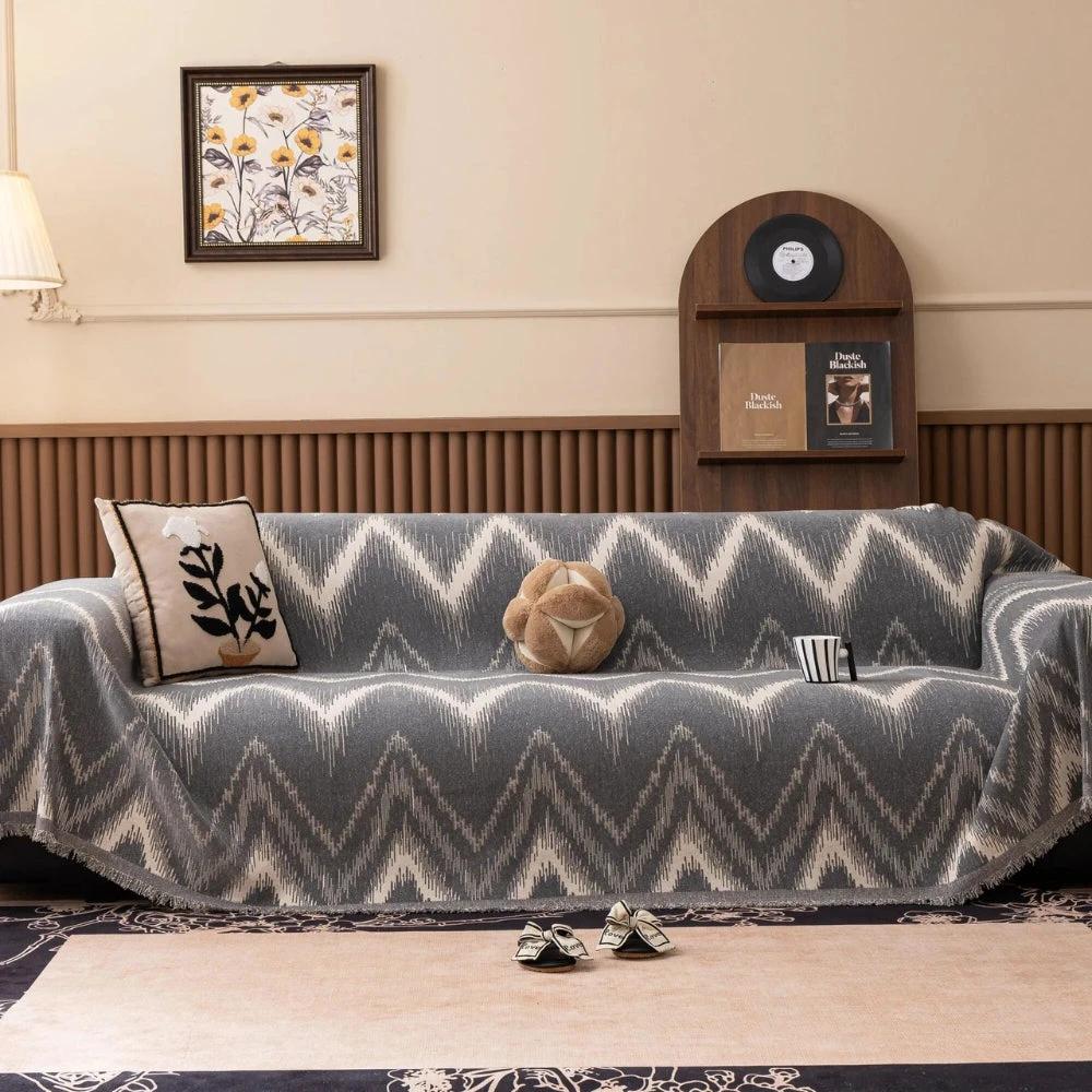 Ochre Streak Textured Sofa Cover by Casa & Beyond