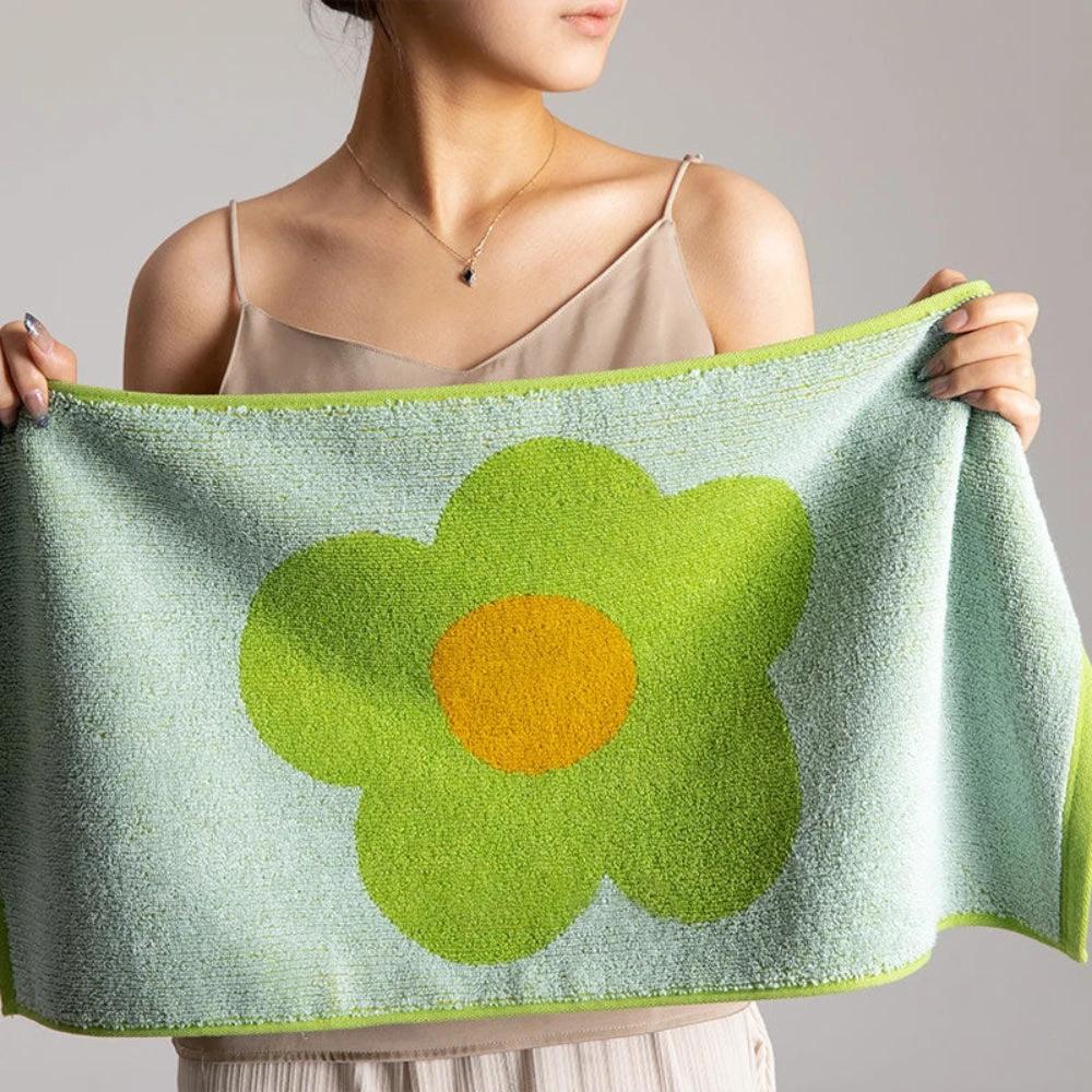 Cheerful Floral Print Cotton Bath Towel by Casa & Beyond