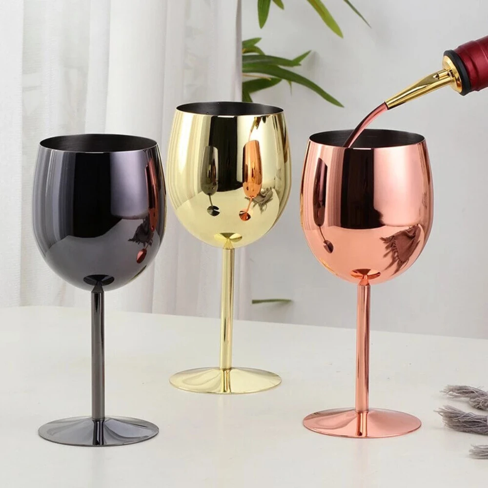 Lustrous Stainless Steel Wine Glass by Casa & Beyond