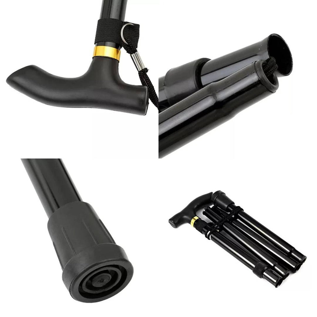 StrideAid Folding Telescopic Walking Stick | Adjustable Cane - Ergonomic Handle - Non-Slip Tip for Mobility Support Bowlift by Bowlift