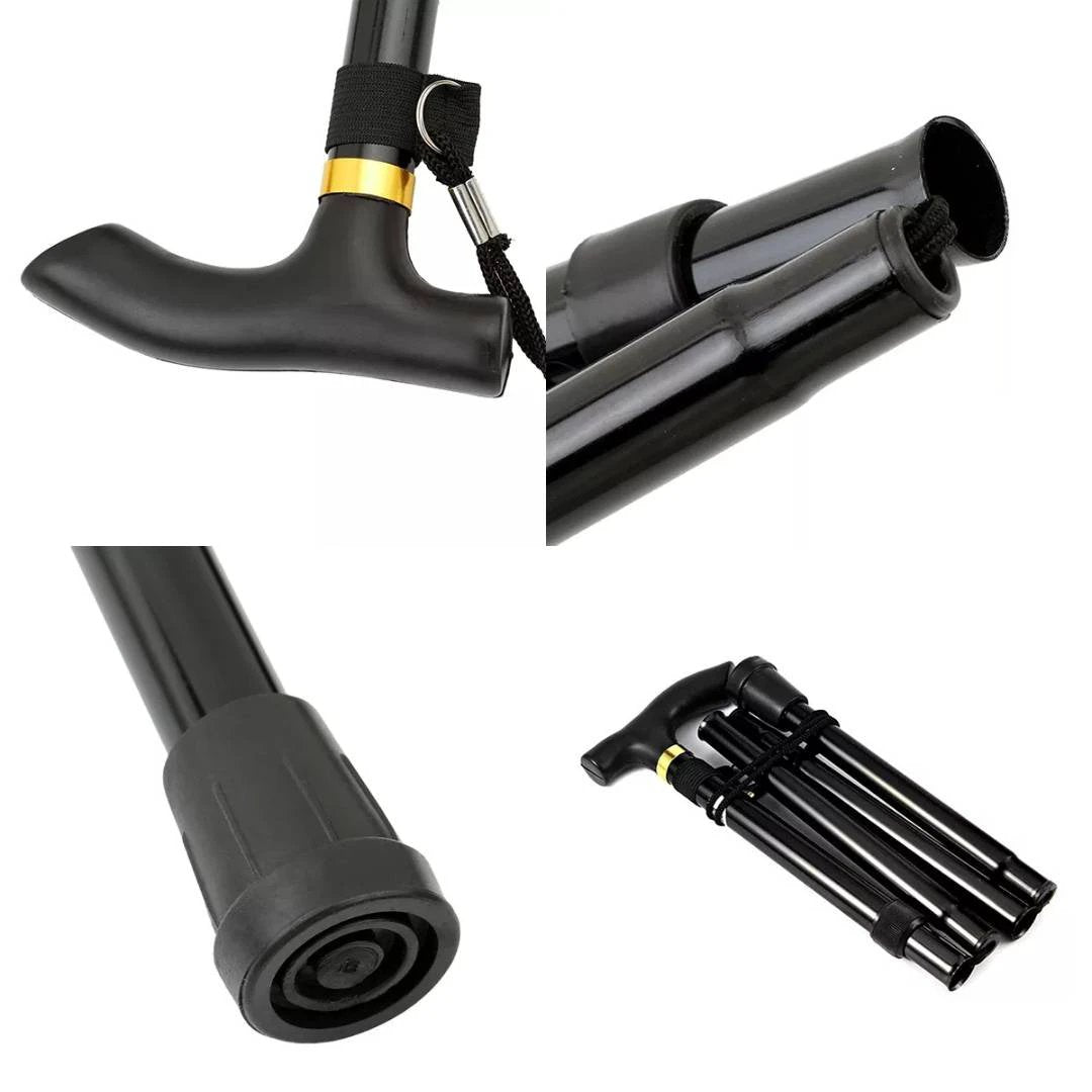 StrideAid Folding Telescopic Walking Stick | Adjustable Cane - Ergonomic Handle - Non-Slip Tip for Mobility Support Bowlift by Bowlift