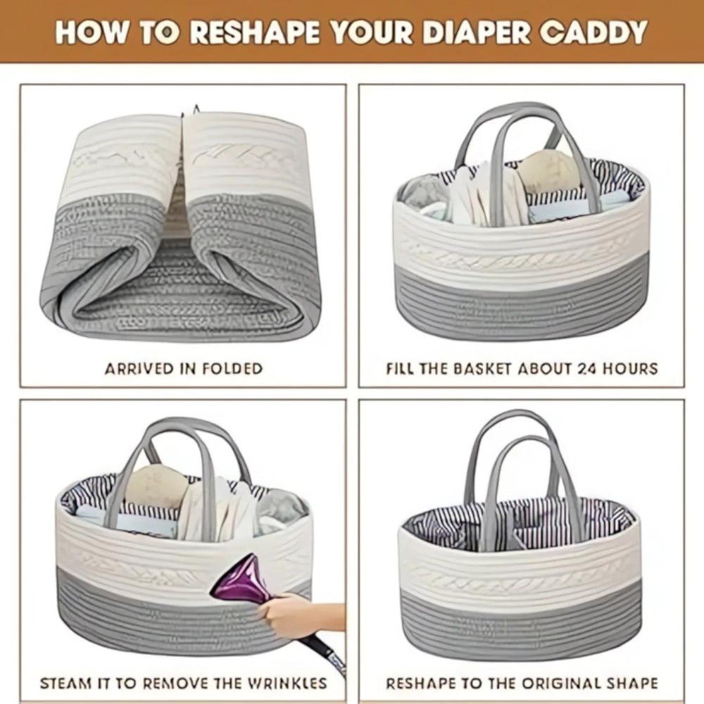 Braided Grey Baby Essentials Organizer by Casa & Beyond