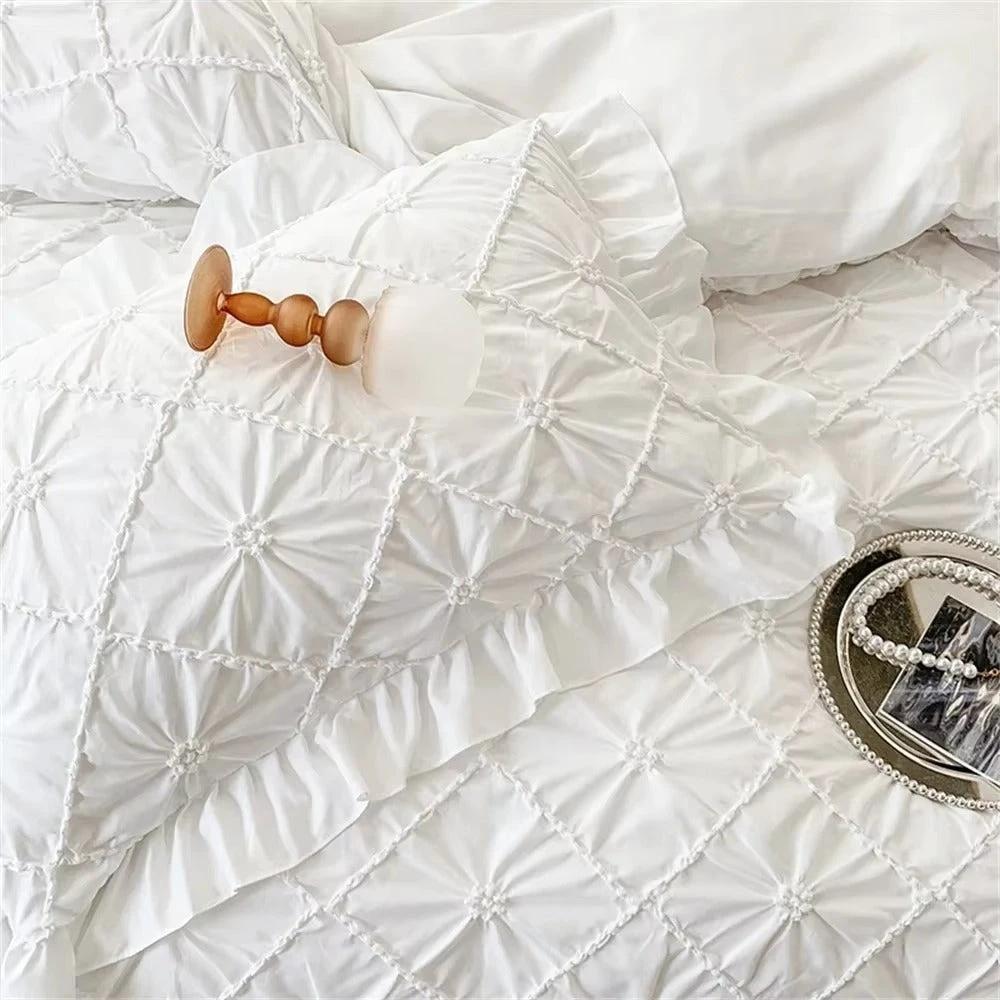 Belle Cotton Plush Ruffle Bedding | 4pcs Set by Casa & Beyond