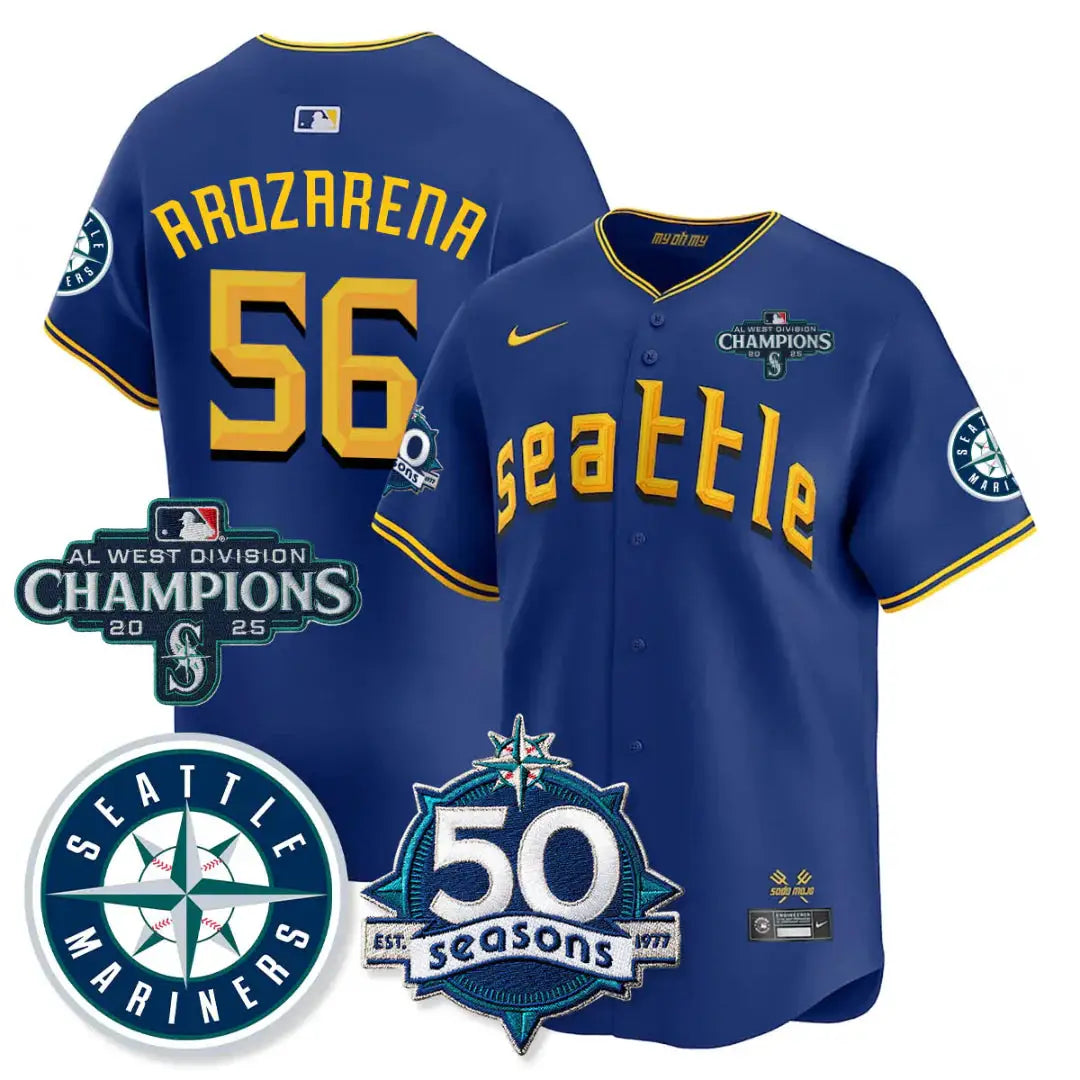 SEA Vapor Premier Limited Gold Jersey - 50th Anniversary & AL West Division Champions - All Stitched by Digigearus