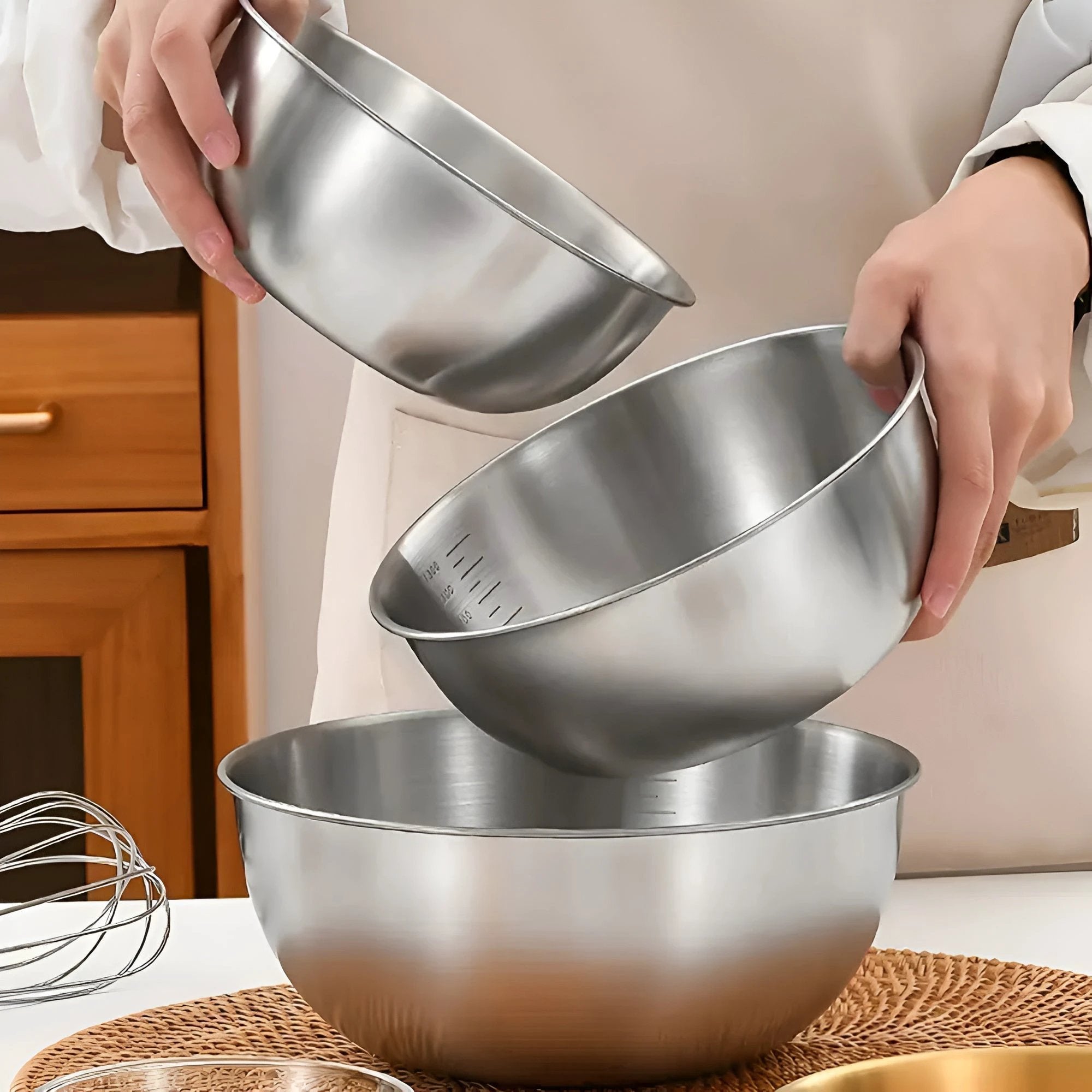 3pcs Stainless Steel Mixing Bowl Set by Casa & Beyond