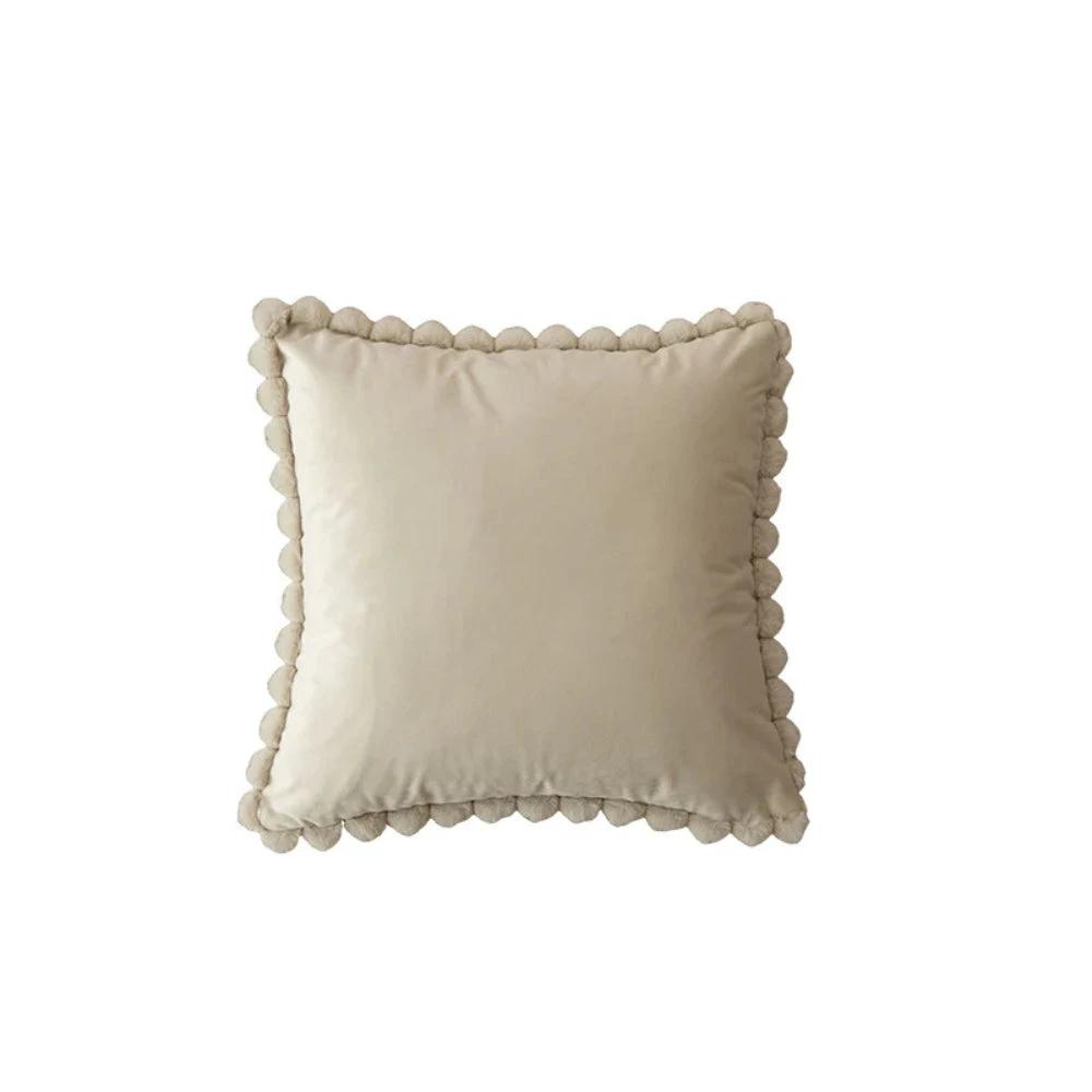 Velvet Pom-Pom Trim Cushion Cover by Casa & Beyond